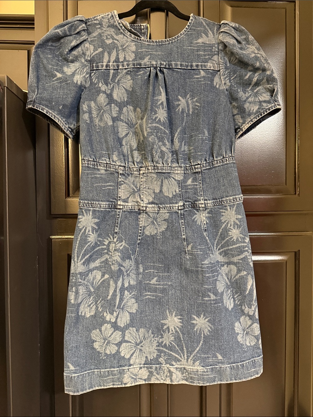 Marco Bologna Denim Floral Puff-Sleeve dress size 8